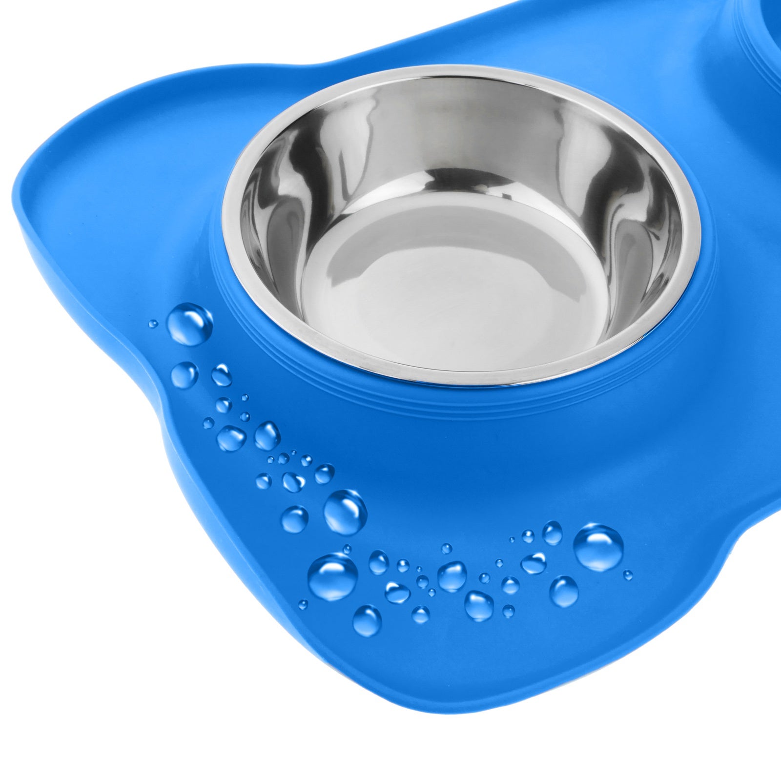 Ciotola Doppia per Cani e Gatti, 2 Ciotole in Acciaio Inox da 500 ml, Base in Silicone Antiscivolo, Colore Blu - 5