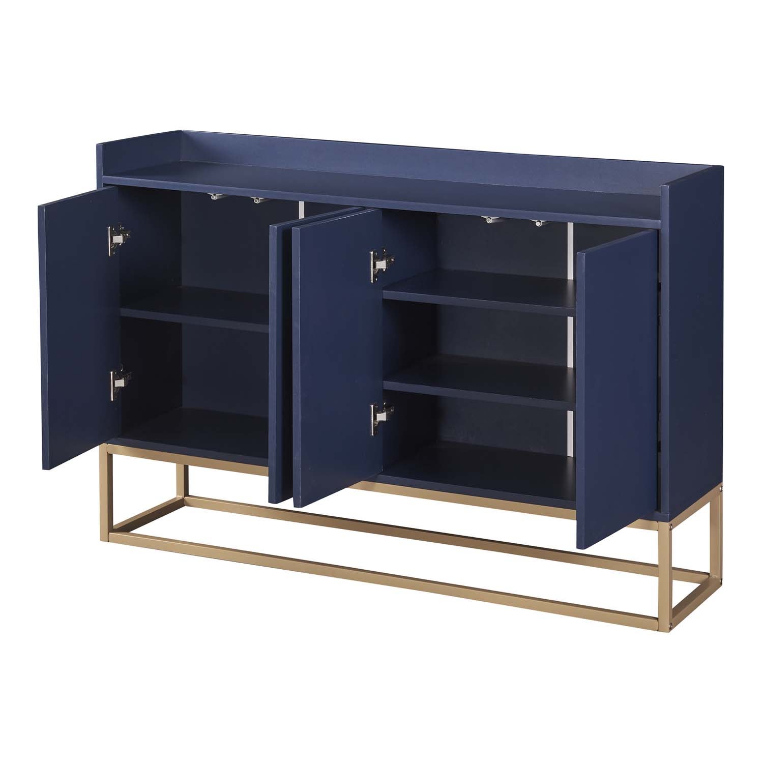 Credenza con 4 ante senza maniglia - stile contemporaneo - legno + metallo - blu - 6