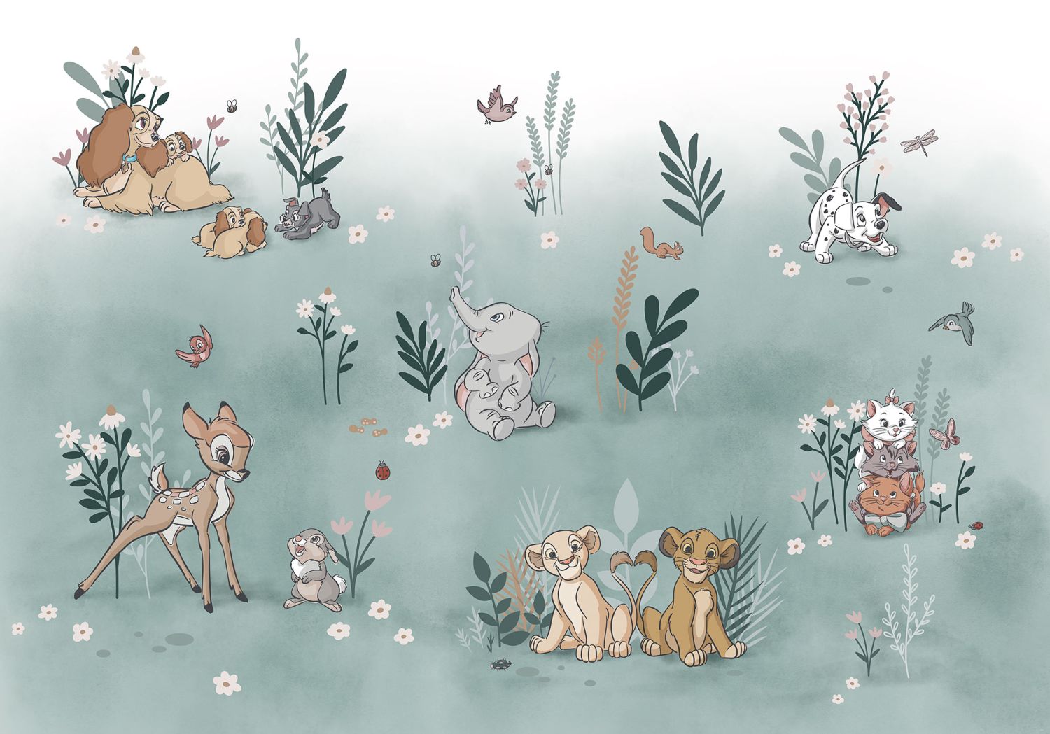 Fotomural animales de disney verde - 400 x 280 cm - disney