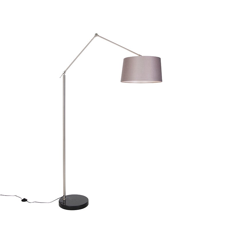 Qazqa nowoczesny lampa podłogowa z kloszem - Editor - ciemnoszary, max. 60w, kompatybilny z żarówką LED, e27, 190.8cm, IP20