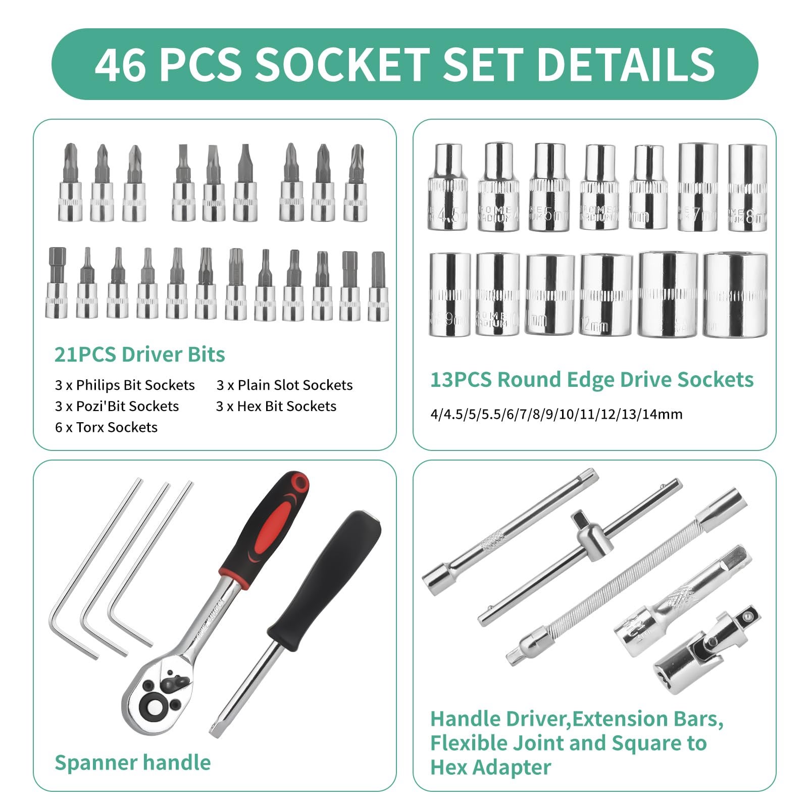 Jeu de clés à cliquet 1/4