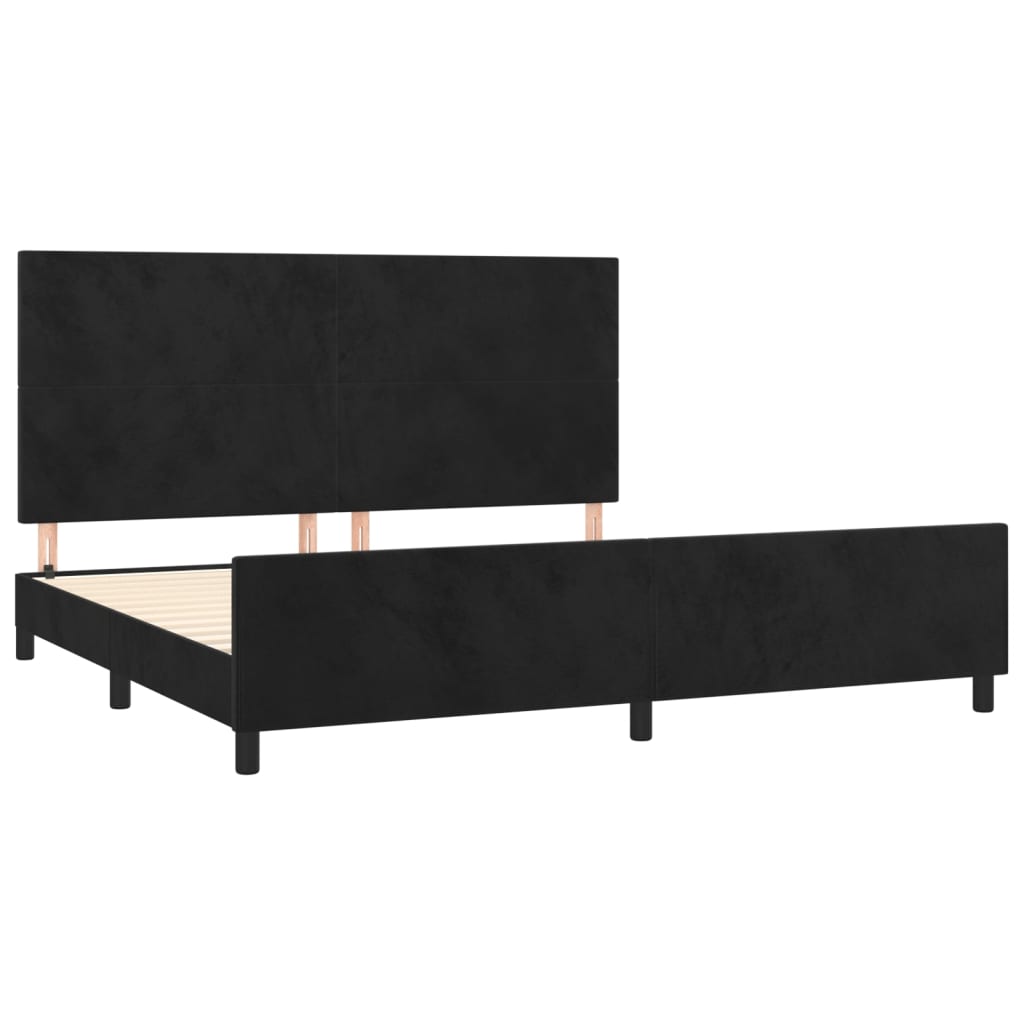 Cadre de lit sans matelas noir 200 x 200 cm en velours - 4
