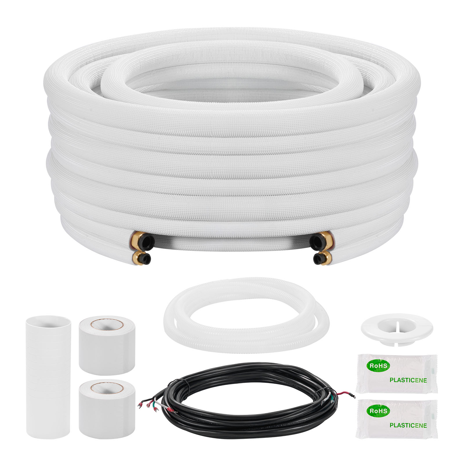 Zestaw instalacyjny mini split 15,24 m, rury 3/8 + 5/8 cala, z kablem i odpływem, do 26 000 BTU