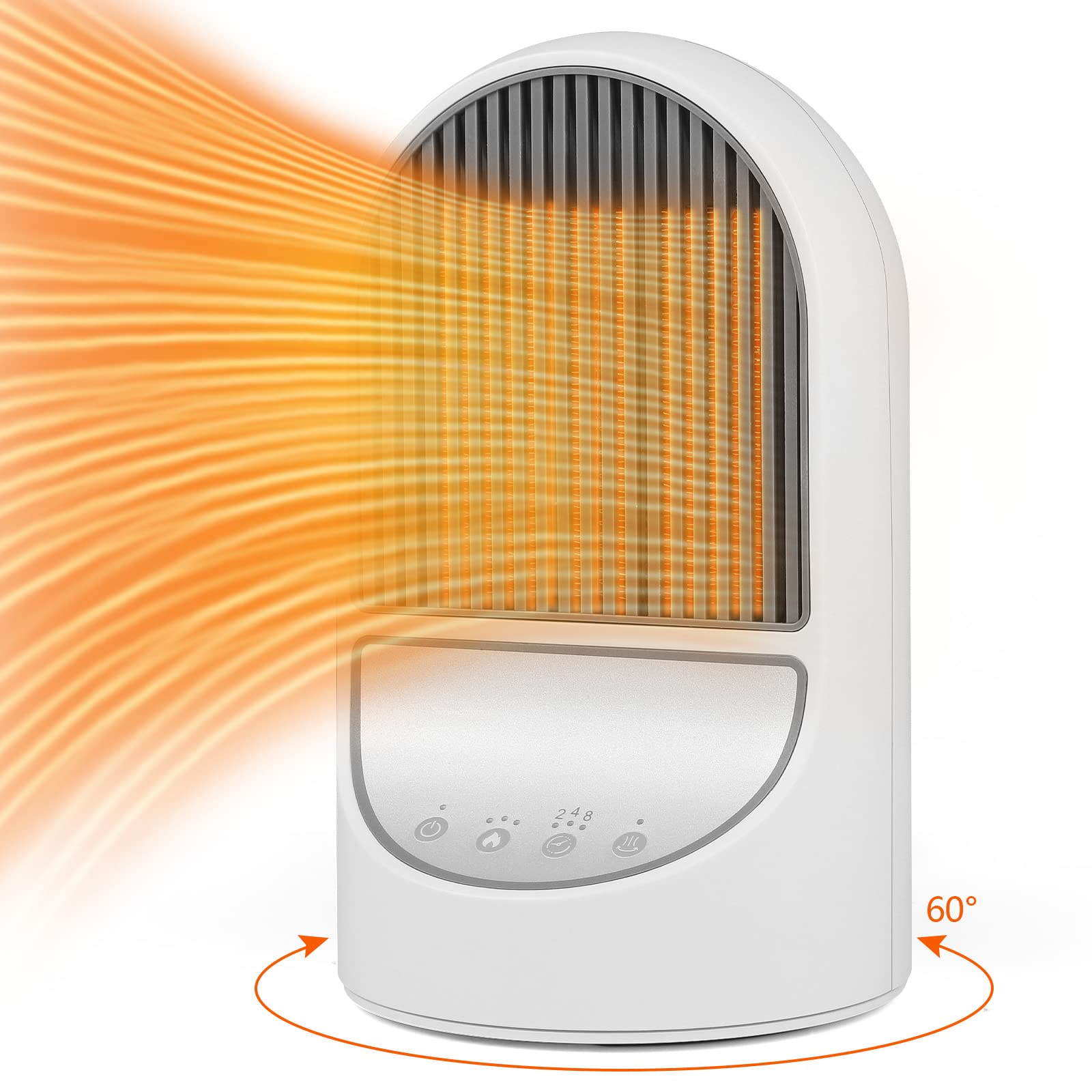 Termowentylator ceramiczny 1200 W, grzałka dodatkowa, zabezpieczenie przed przegrzaniem i przechyleniem, elektryczny grzejnik biurowy