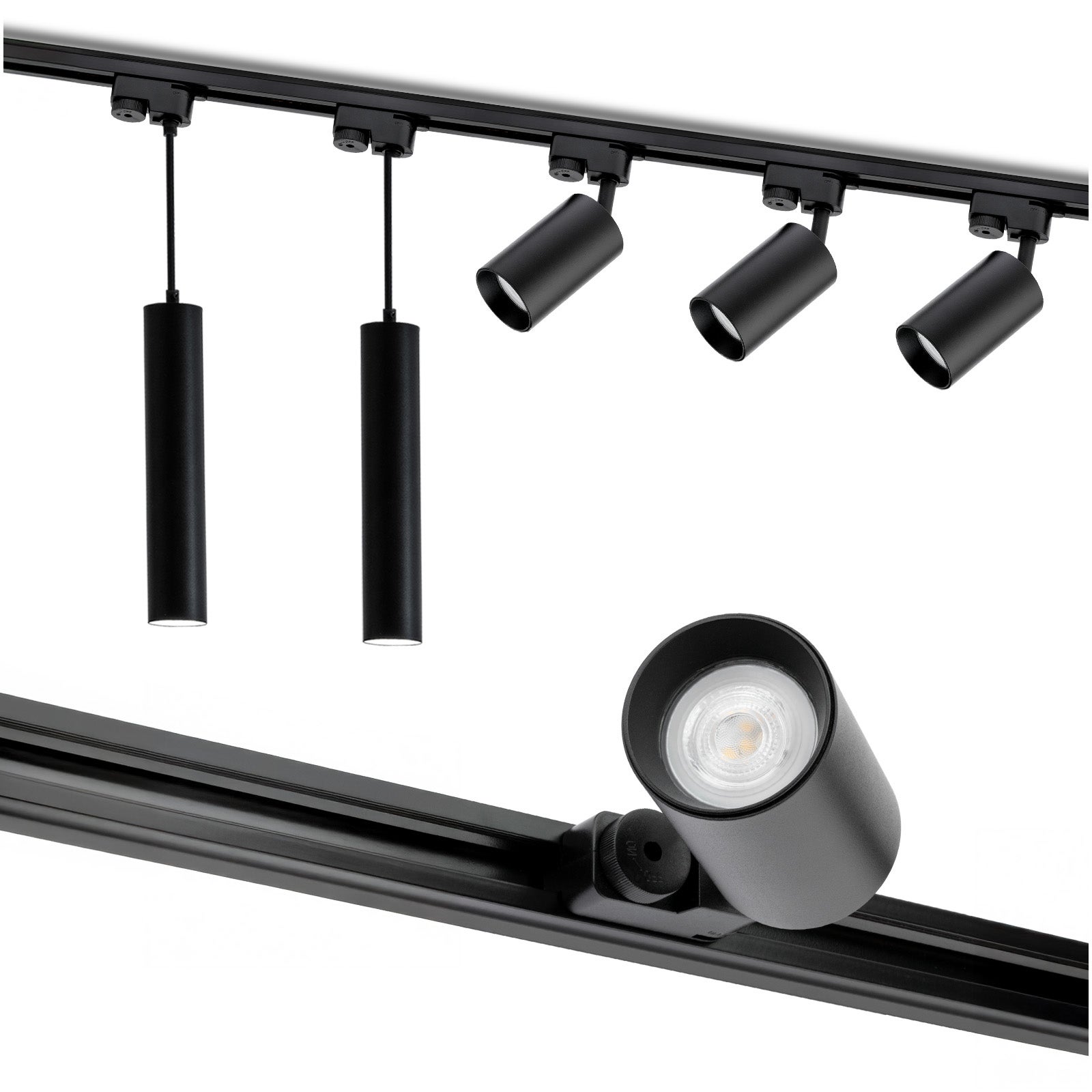 Zestaw Szyna Lumiled Oświetleniowa Szynoprzewód 2m + 5x Reflektor Szynowy GU10 Czarny
