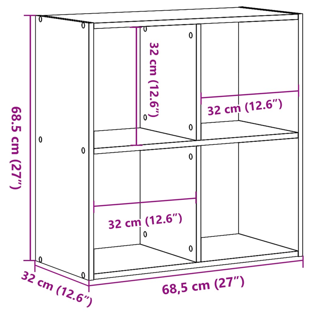 Bibliothèque chêne fumé 68,5x32x68,5 cm bois d'ingénierie vidaXL - 9