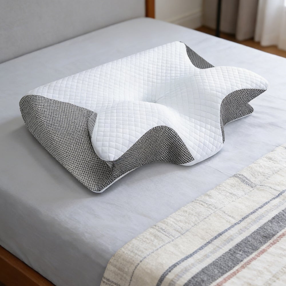 Almohada cervical ergonómica, almohada cervical ortopédica 2 en 1 de espuma viscoelástica, para dormir de lado y boca arriba, 60 x 40 x 12 cm - 5