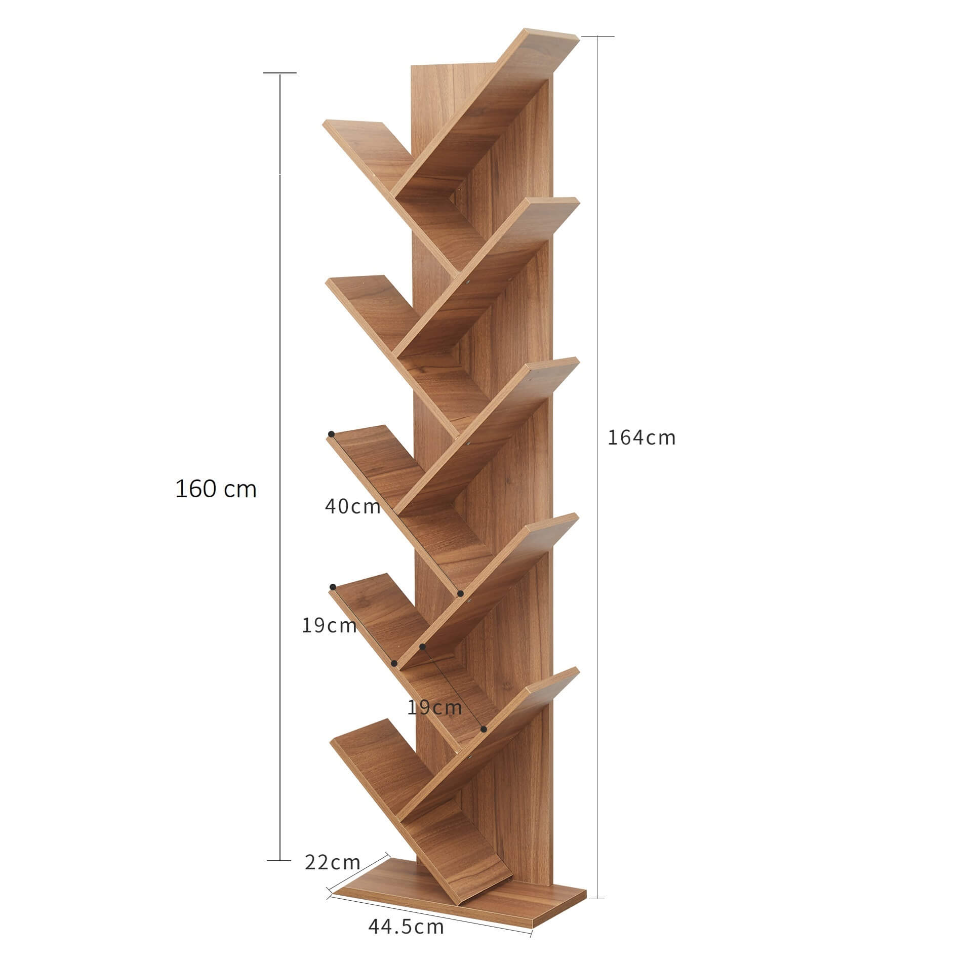Scaffale Libreria Mobili Rebecca 10 Mensole Legno Marrone Moderno 160x44,5x22 - 3