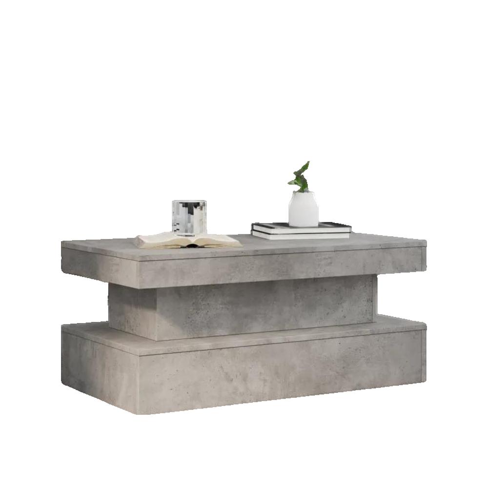 Vidaxl Mesa De Centro Con Luces Led Hormigón 90X50x40 Cm Gris , Leroy Merlin