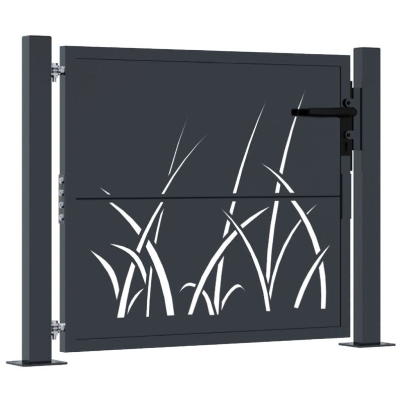 Portail De Jardin En Acier Corten 105x130 Cm - Design Arbre Découpé Laser - Portillon Anti-rouille Prêt à Assembler