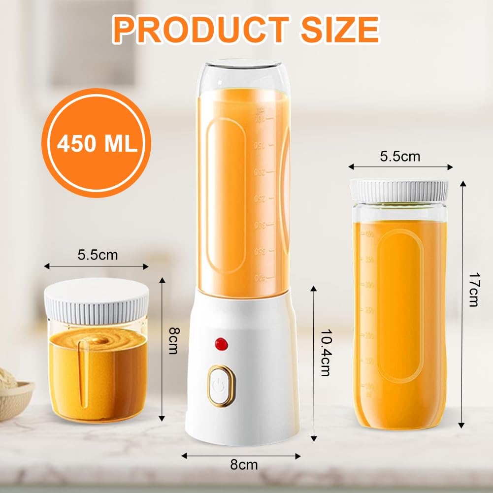 Frullatore Portatile 700 Ml Con 12 Lame In Acciaio – Ricaricabile USB-C, Senza BPA, Per Frullati, Viaggi E Ufficio (Bianco)