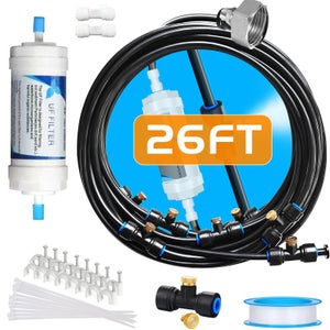 Système De Brumisateur Extérieur QWORK 8m - Kit Complet Avec Buses Laiton Pour Terrasse, Jardin Et Refroidissement