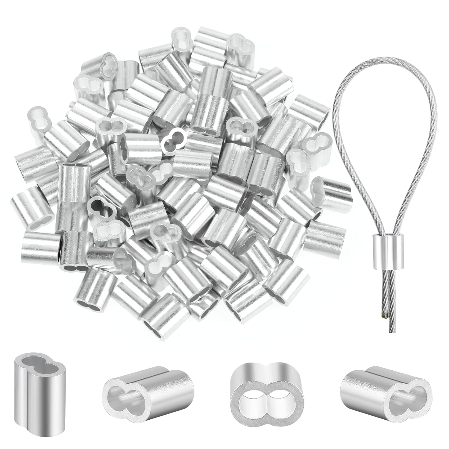 100 szt. opasek zaciskowych 2 mm - aluminiowe tuleje zaciskowe 2 mm - tuleje zaciskowe - tuleje zaciskowe - opaski zaciskowe - aluminiowe