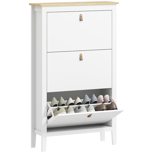 Mueble Zapatero HOMCOM Melamina de Madera Blanco 80x24x131 cm