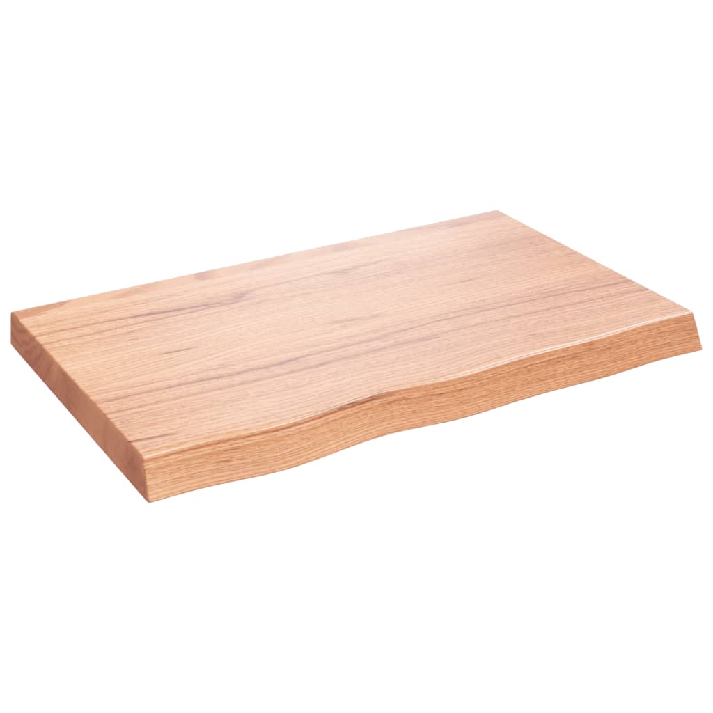 Plan De Travail Bois Massif Chêne Marron Clair 100x50x2 Cm - Plateau Table Ou Meuble Salle De Bain