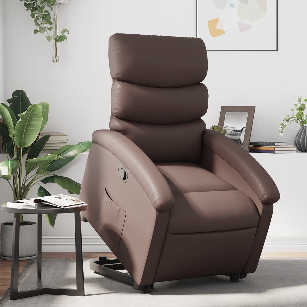 Fauteuil Club En Cuir Synthétique Marron - Rembourré Confortable - Dimensions 70x56x68cm - Charge Max 110kg - Pour Salon, Chambre, Bureau - 3