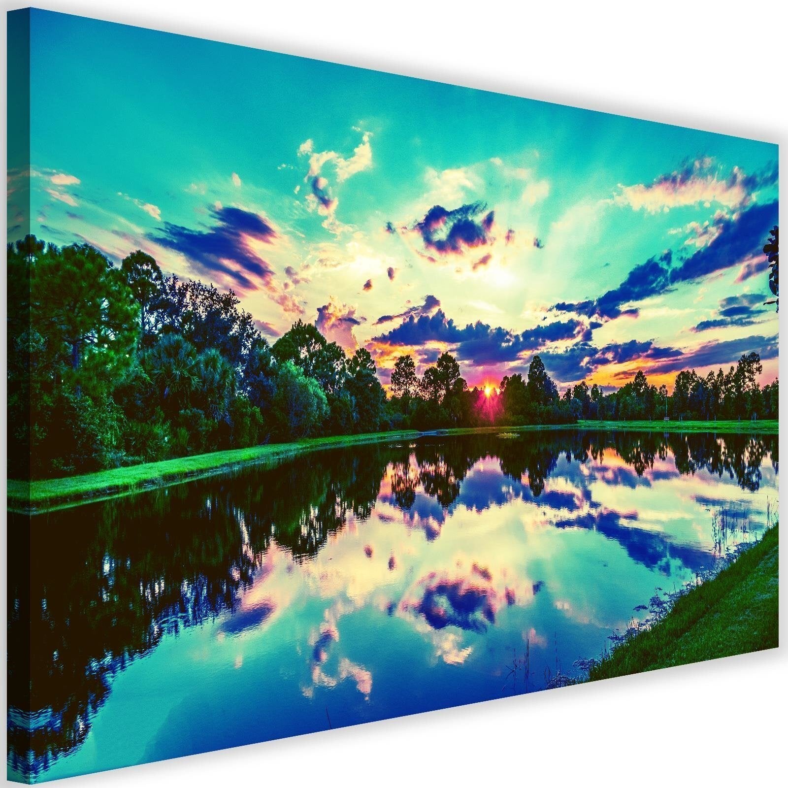 Tableau lever de soleil sur le lac 3 - 90 x 60 cm | Leroy Merlin