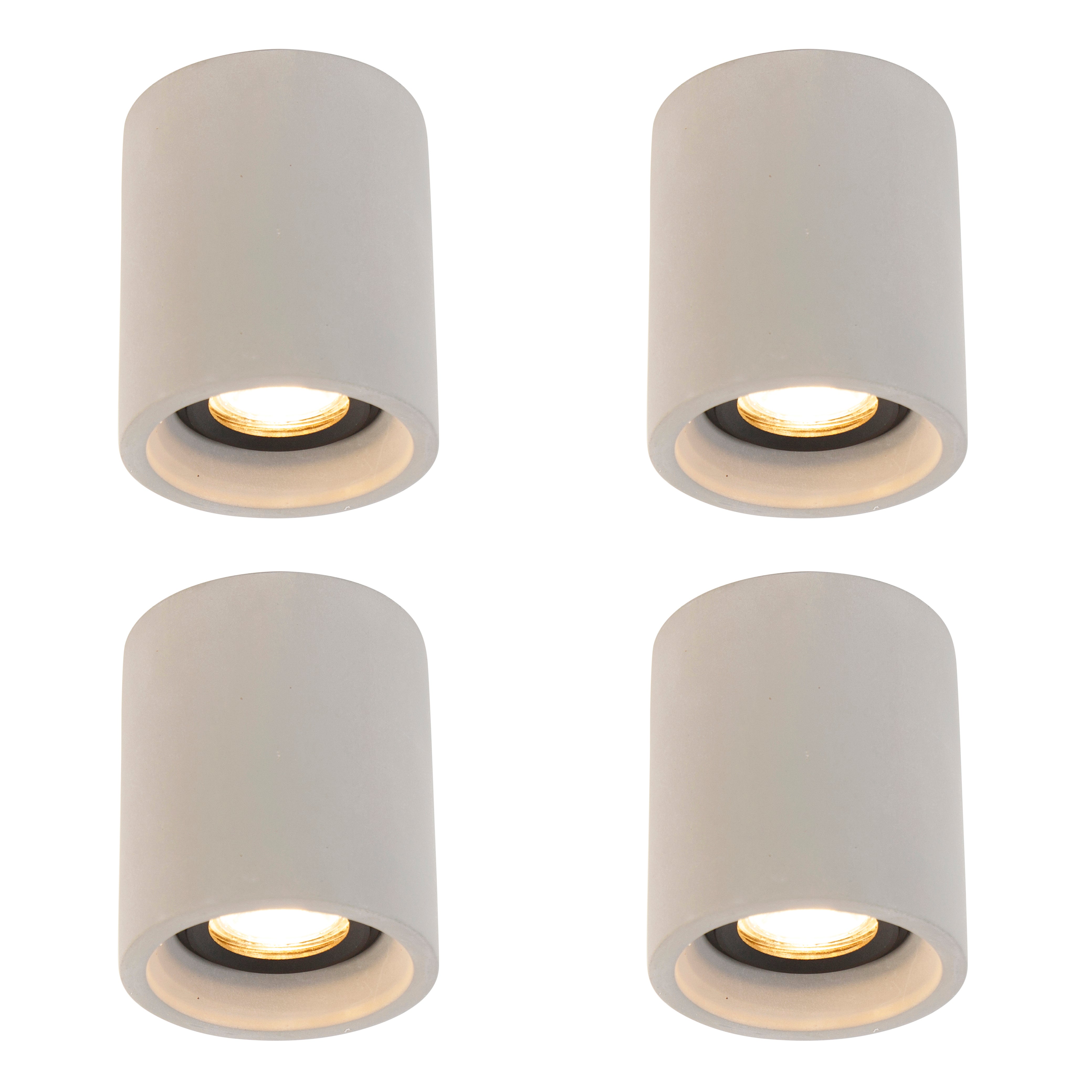 Zestaw 4 rustykalnych reflektorów sufitowych betonowych okrągłych - Deep