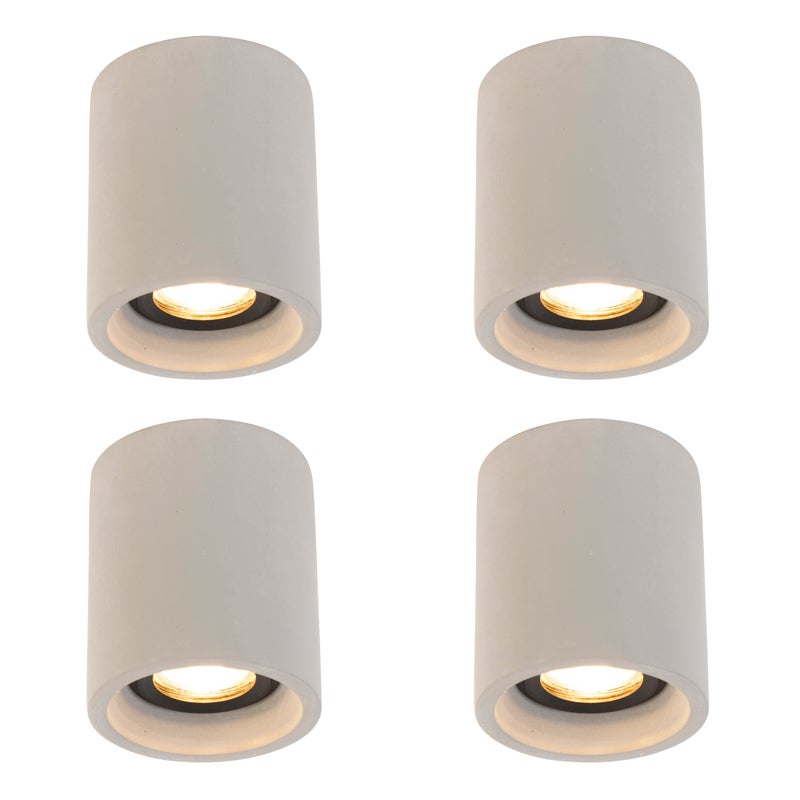 Zestaw 4 rustykalnych reflektorów sufitowych betonowych okrągłych - Deep