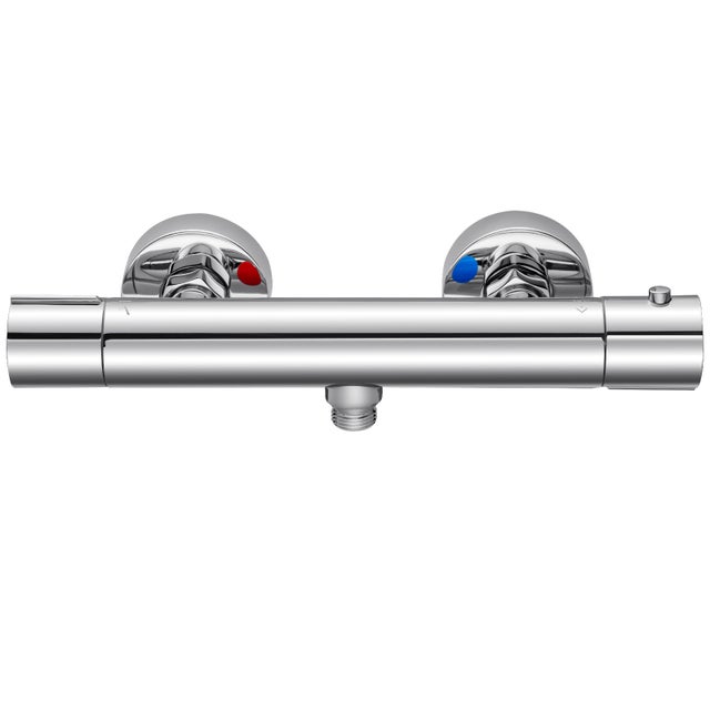 Mitigeur thermostatique douche chromé 38°C,robinet mural avec bouton sécurité anti-brûlure,cartouche thermostatique haute précision,entraxe 150mm