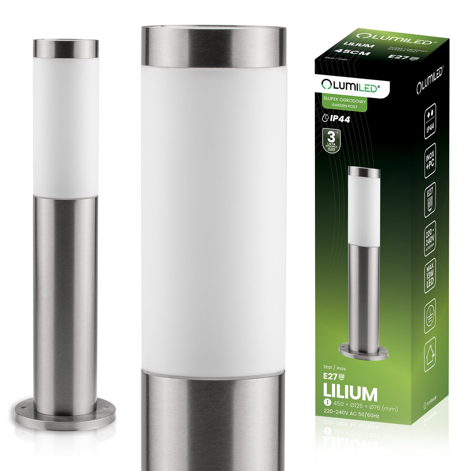 Lampa Ogrodowa Lumiled Zewnętrzna E27 Słupek 45cm 1 szt.
