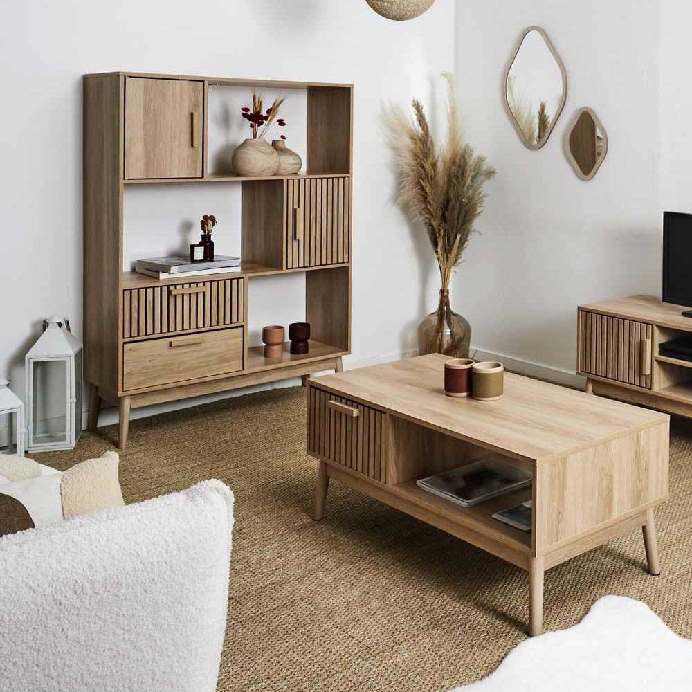 Bibliothèque pour Séjour en MDF Marron H. 140 x l. 35 x P. 35 cm - 6