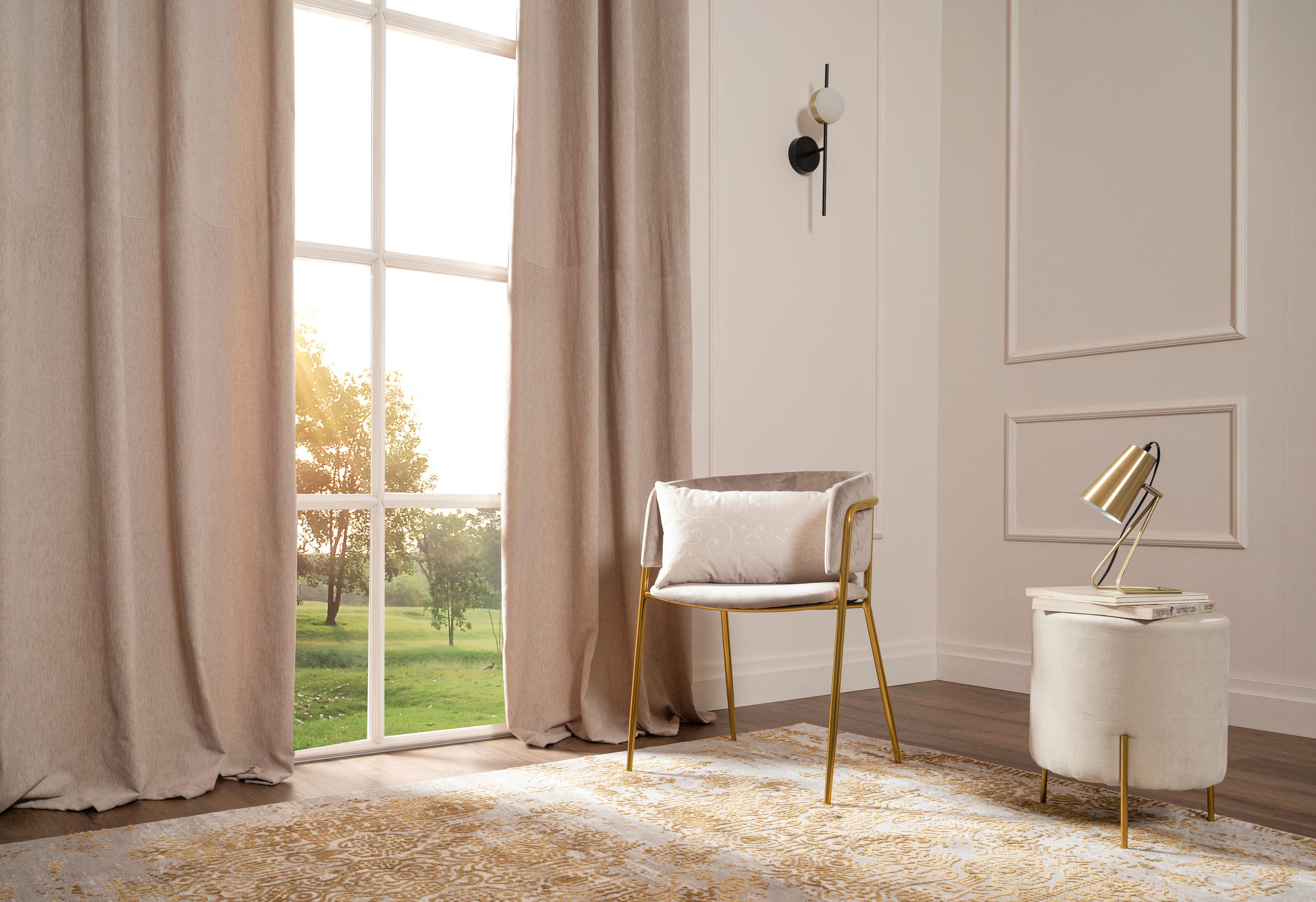 Cortinado ilhós Rene 140x270cm bege - 3