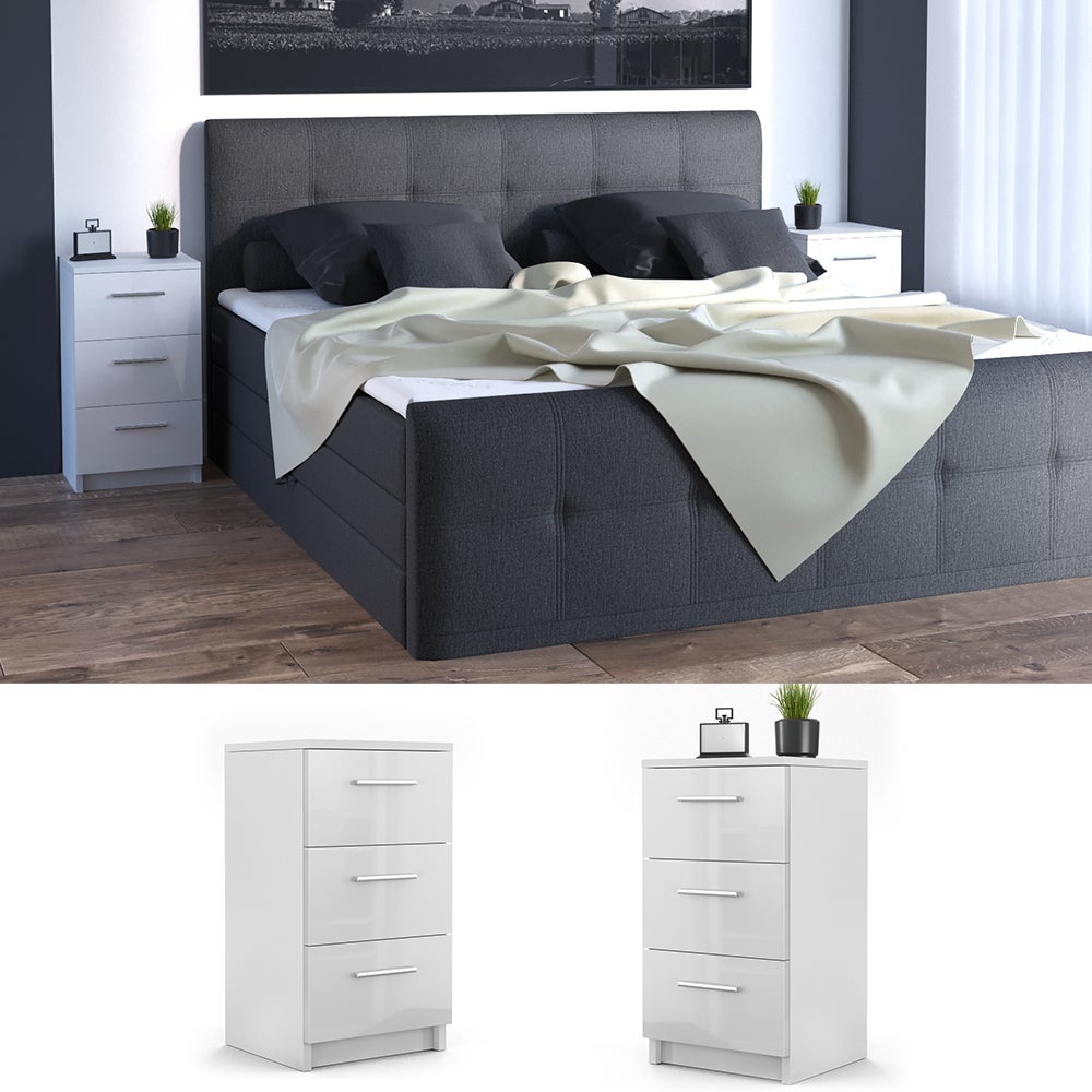 Vicco Table de Chevet Monty, Blanc, Lot de 2, pour Le