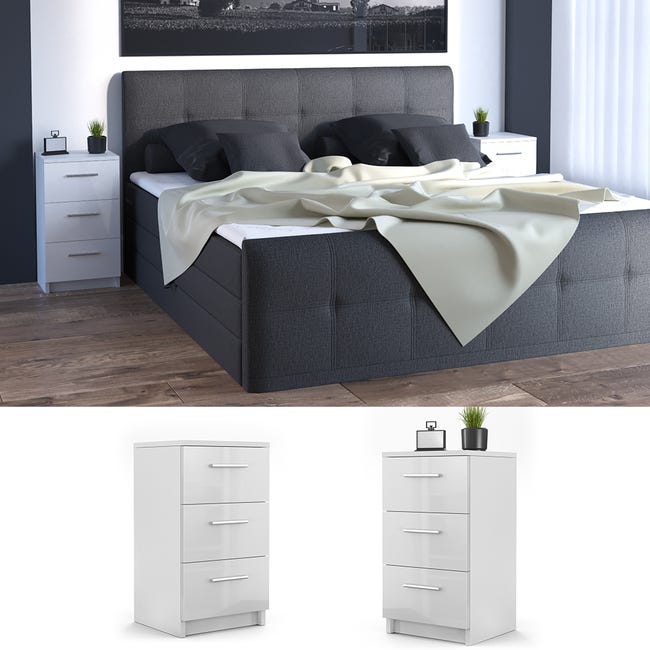 Vicco Table de Chevet Monty, Blanc, Lot de 2, pour Le Vicco Table de Chevet Monty, Blanc, Lot de 2, pour Le