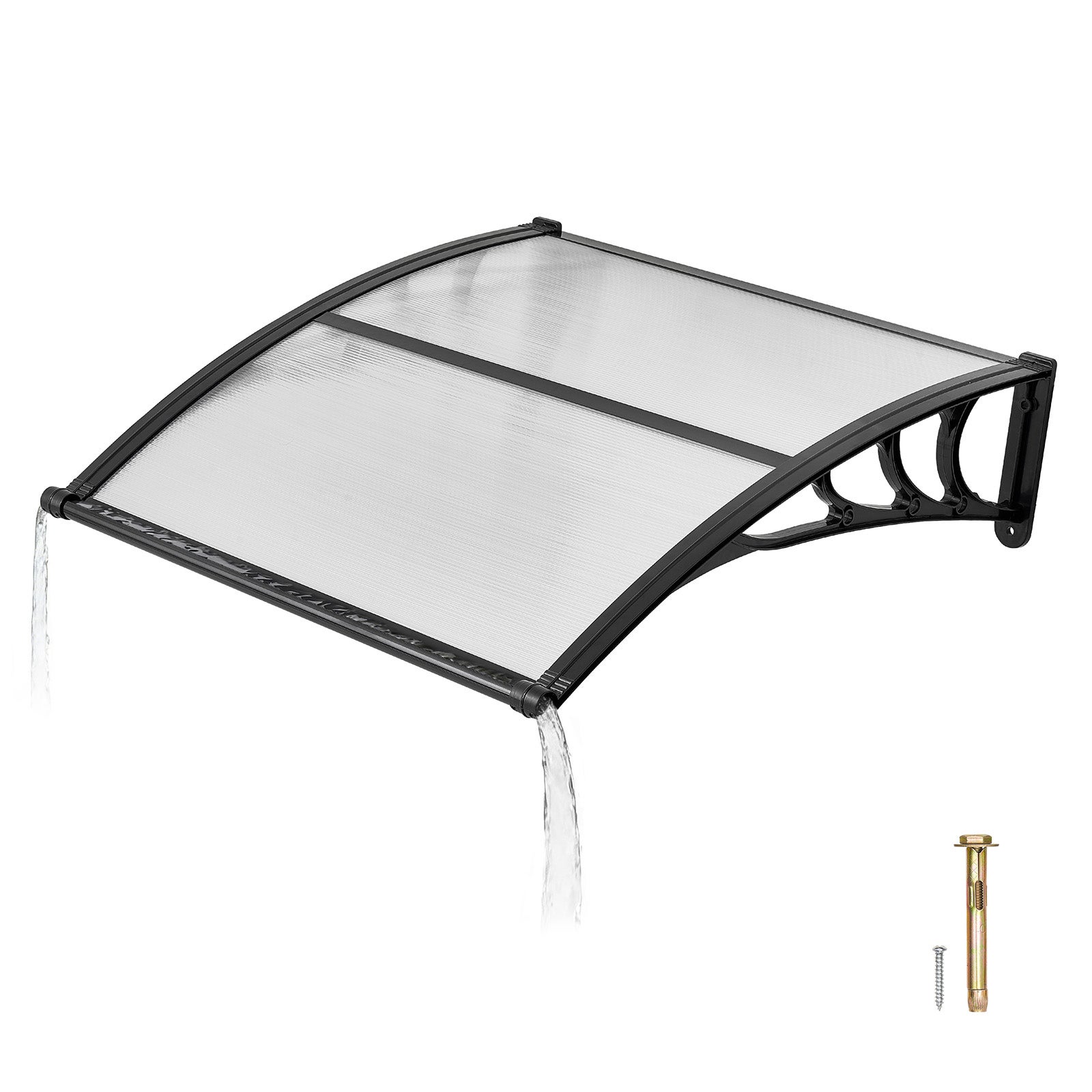 Toldo exterior transparente de policarbonato succebuy de 96,5x101,7 cm para ventanas, porches y balcones, protección contra la lluvia