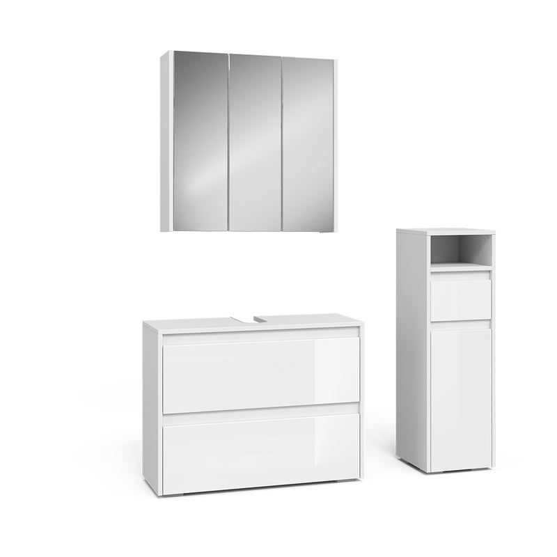 Vicco Zestaw mebli łazienkowych Majest, Biały/biały wysoki połysk, 3 części