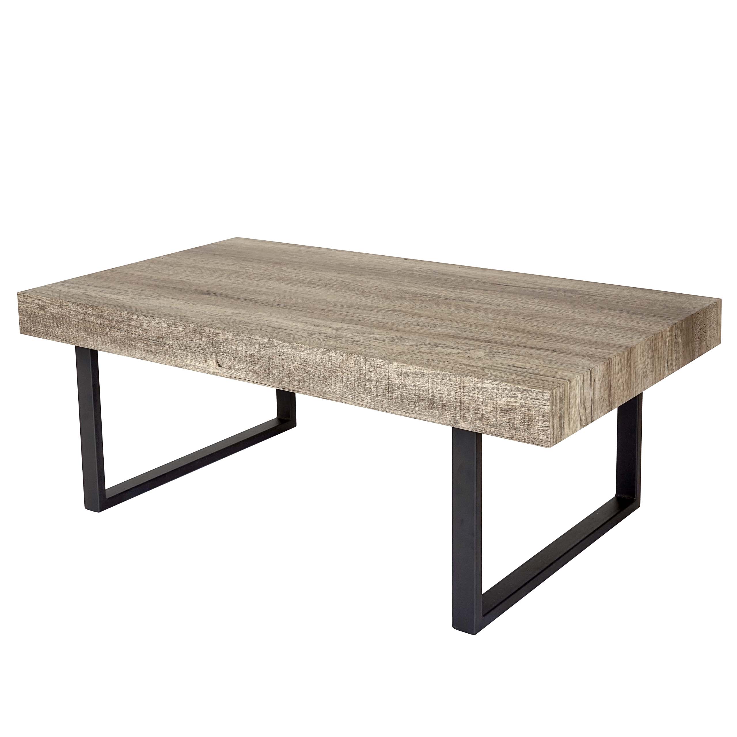 Kos T576 stolik kawowy, stolik do salonu, 40x110x60cm certyfikat MVG ~ dziki dąb, ciemne metalowe nogi