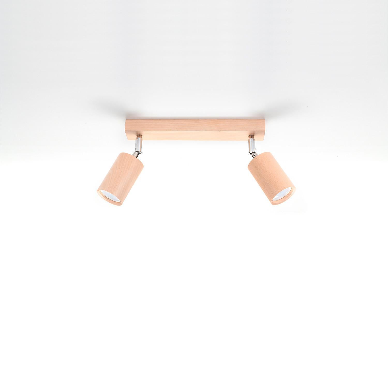 Reflektor sufitowy spot natynkowy Berg listwa jasne drewno-chromowany 2xGU10x40W wym: 30 x 30 cm metal Sollux Lighting
