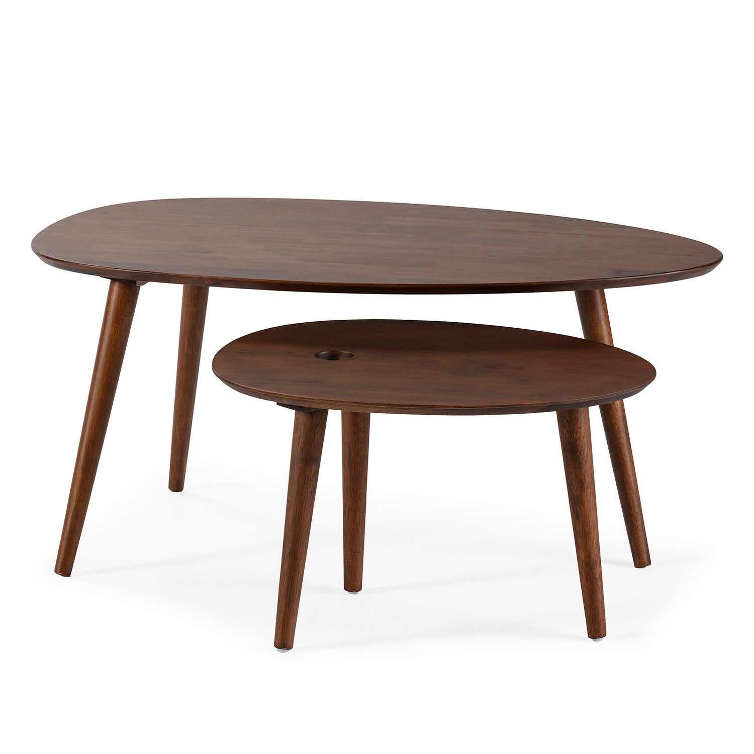 Set de 2 tables basses Eclipse couleur noyer, bois massif - 4