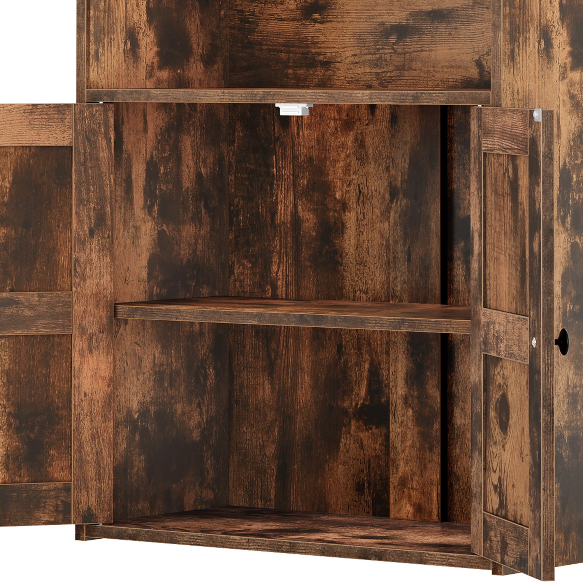 YITAHOME Bibliothèque 4 Étagères, Portes et Compartiments, Marron 60x30x159cm - 8