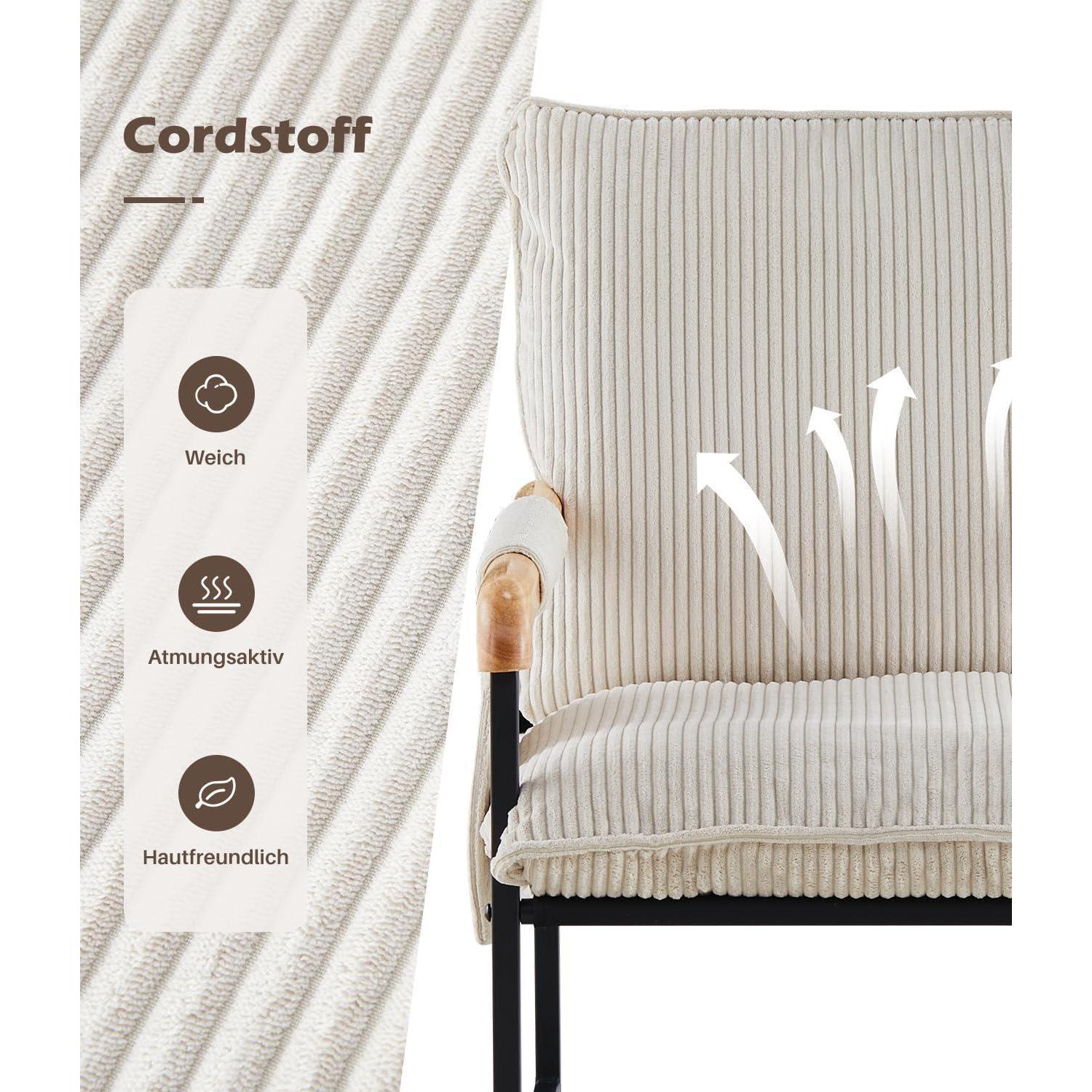 Fauteuil Lounge Moderne Tissu Corde Crème Structure Métal 120kg | Leroy ...