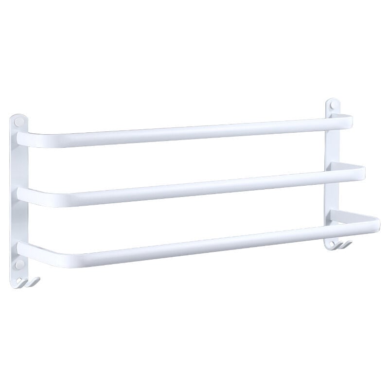 Ścienny wieszak na ręczniki do łazienki, półka na ręczniki z haczykami (biały, 50 cm)