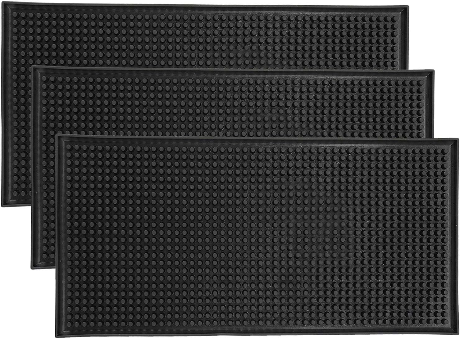 Zestaw 3 mat barowych, antypoślizgowa mata do ociekania naczyń, do baru lub użytku domowego, do mocowania kieliszków do wina, 30 x 15 cm