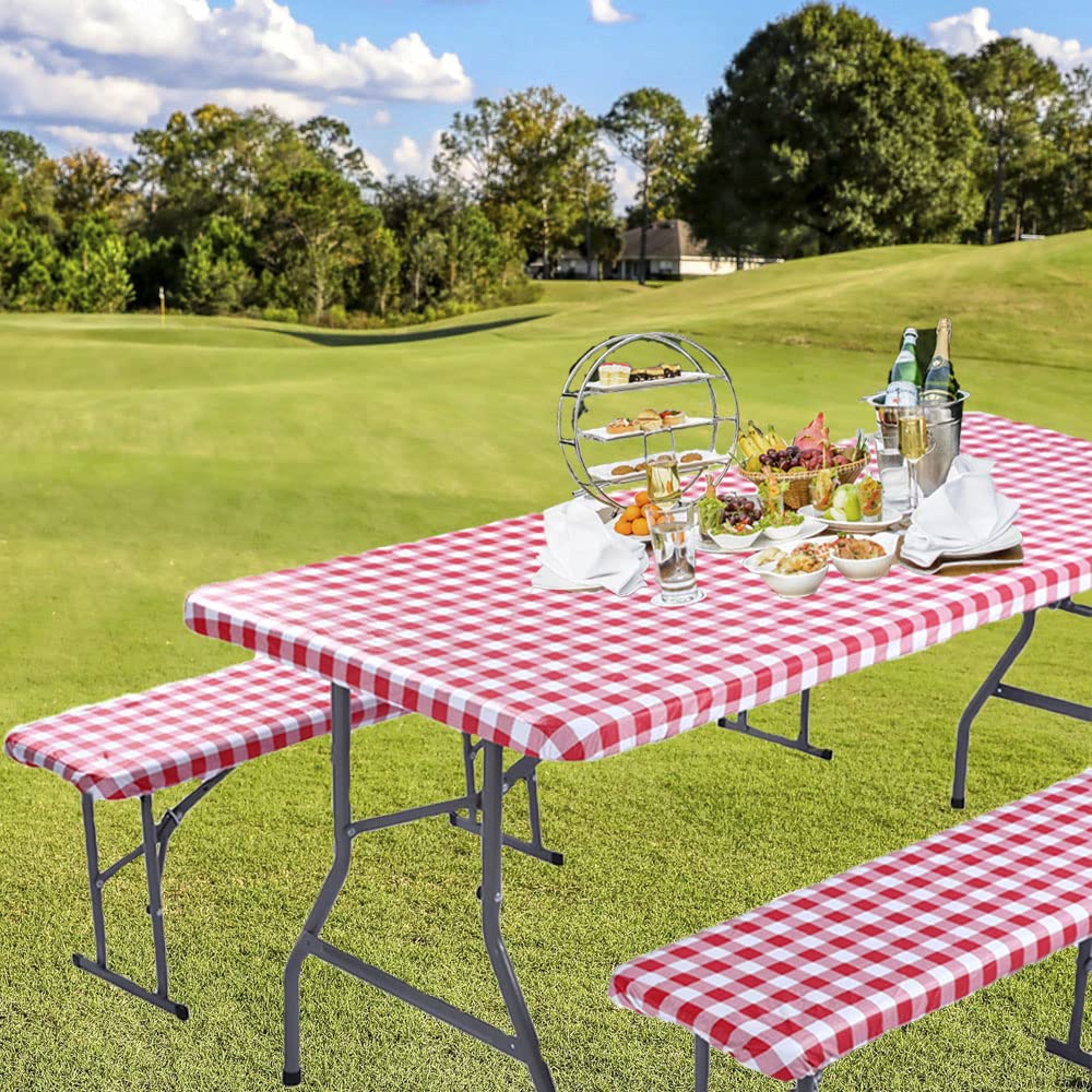 Tovaglia Aderente Per Tavolo E Panca Da Picnic Con Farfalle Rosa, Tessuto Oxford, Antivento Con Elastico E Fibbie, Per Esterno E Campeggio (Set Da 3 Pezzi) - 4