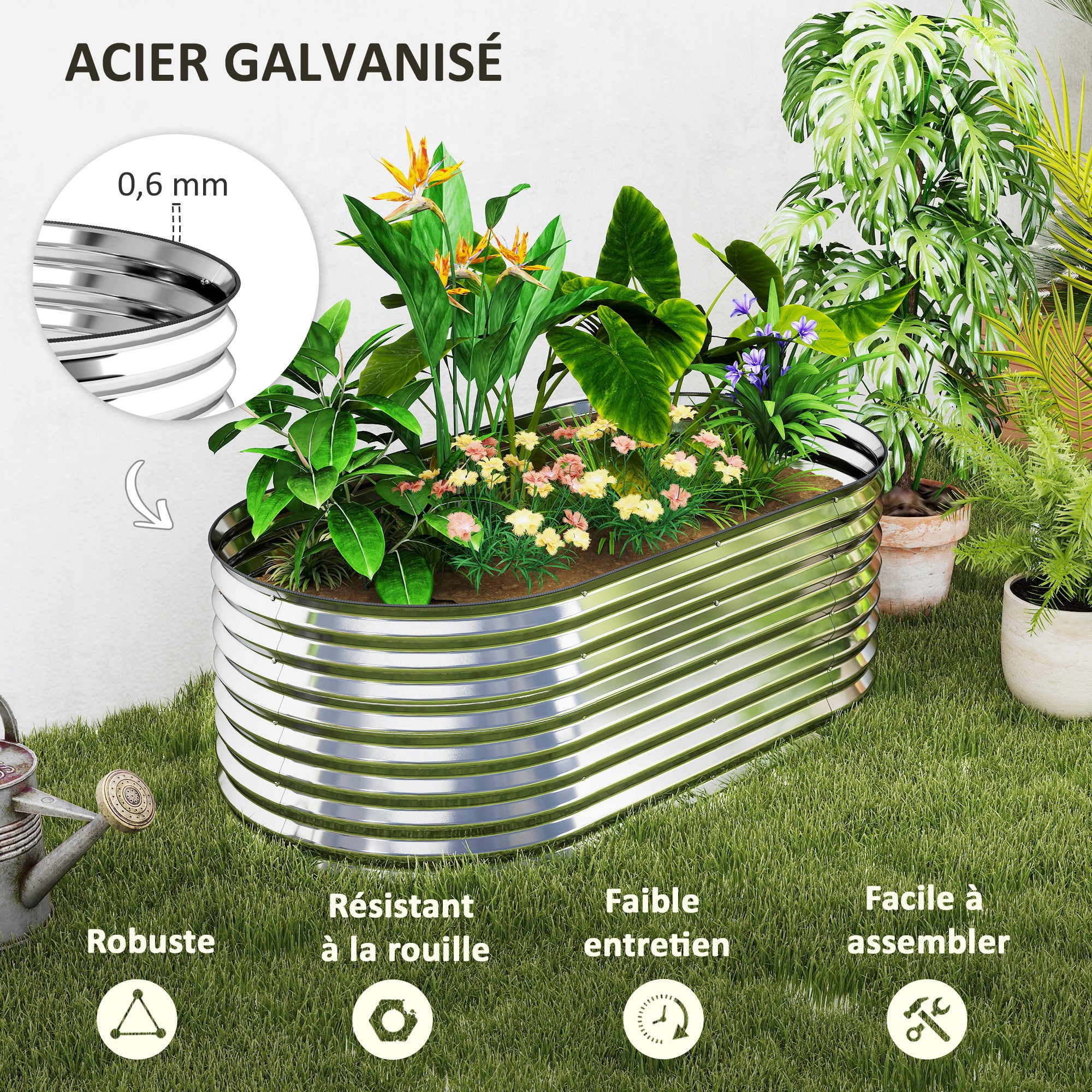 Carré potager de jardin acier galvanisé Outsunny - 5