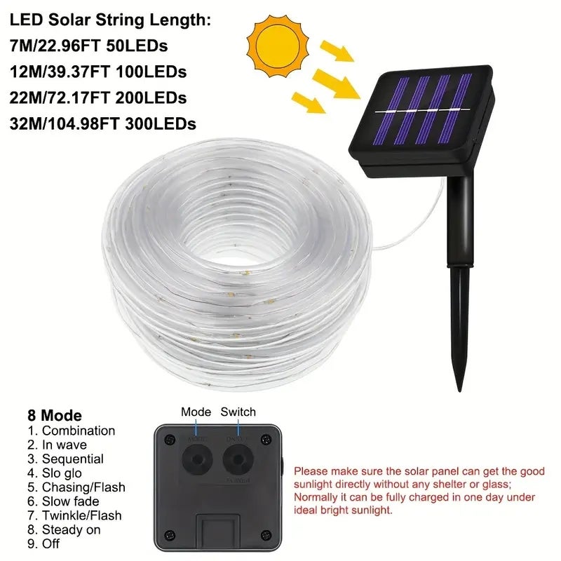 Luci solari a catena - 2 luci da esterno, filo di rame, impermeabili, 22 metri per catena, 200 LED (luce bianca) | Leroy Merlin