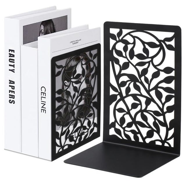 1 Pair Serre-Livres pour Livres Lourds, Cale-Livre Étagère Métal Noir, Presse-Livres pour Rangement Maison, Bureau, École
