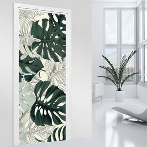 Autocollant Mural Feuilles Tropicales Tulup - 75x205 Cm - Gris, Style Moderne - Neuf Sous Emballage