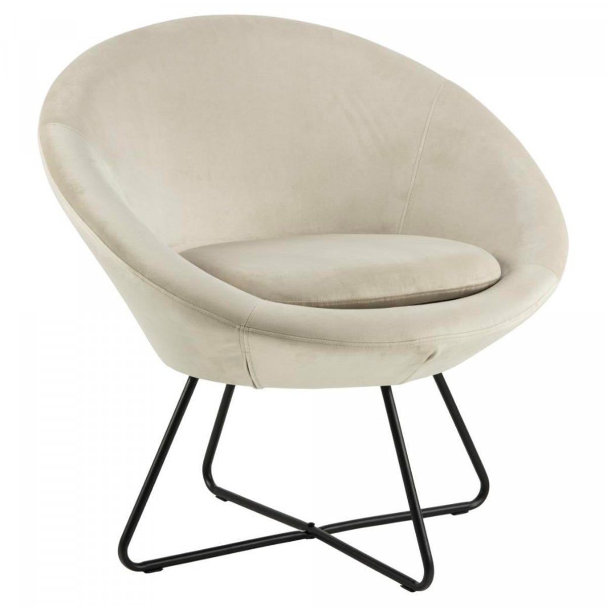 Fauteuil rond en velours pieds métal CENTIX | Leroy Merlin