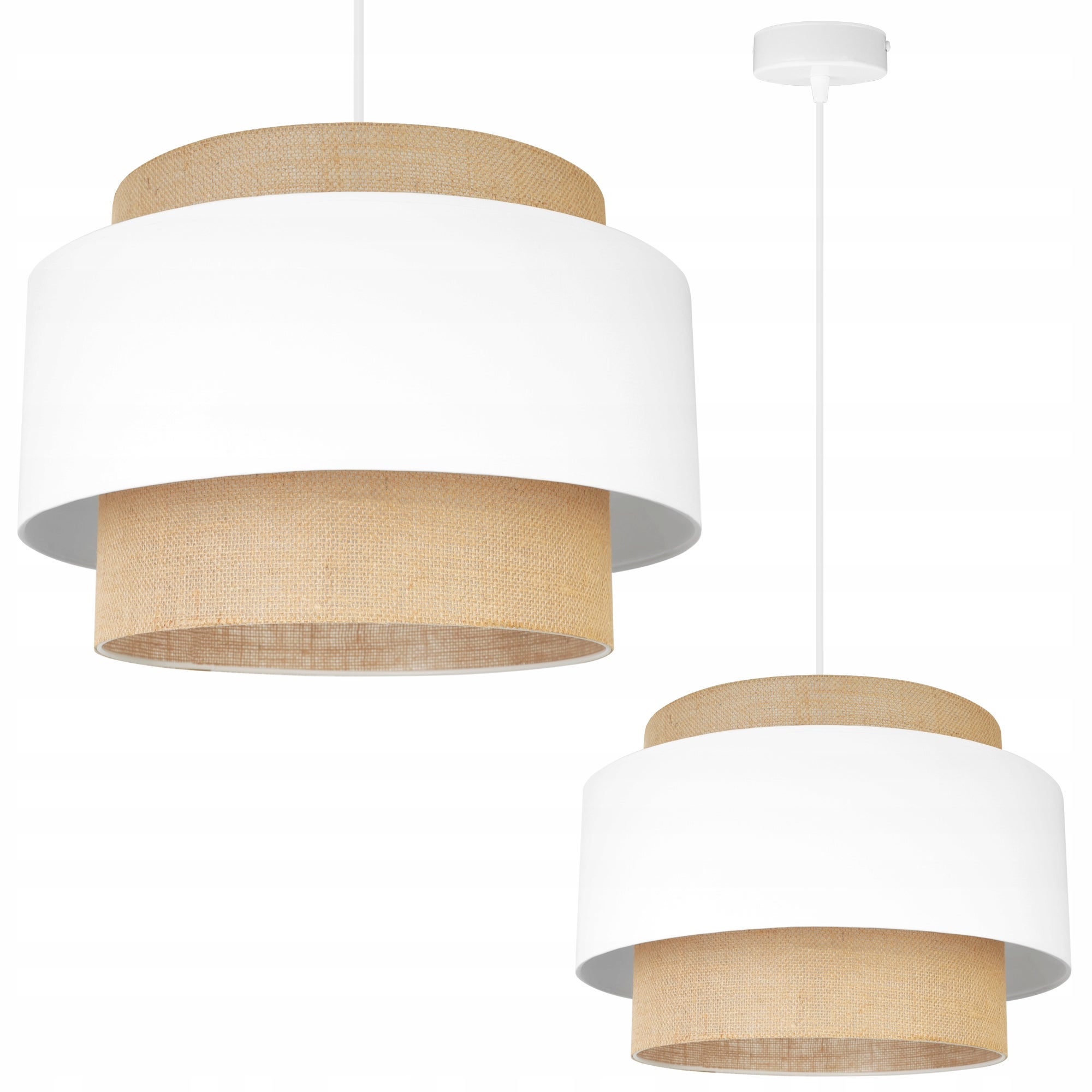 Lampa sufitowa wisząca Boho loft 1xE27 abażur juta 40cm biały Light Home LH