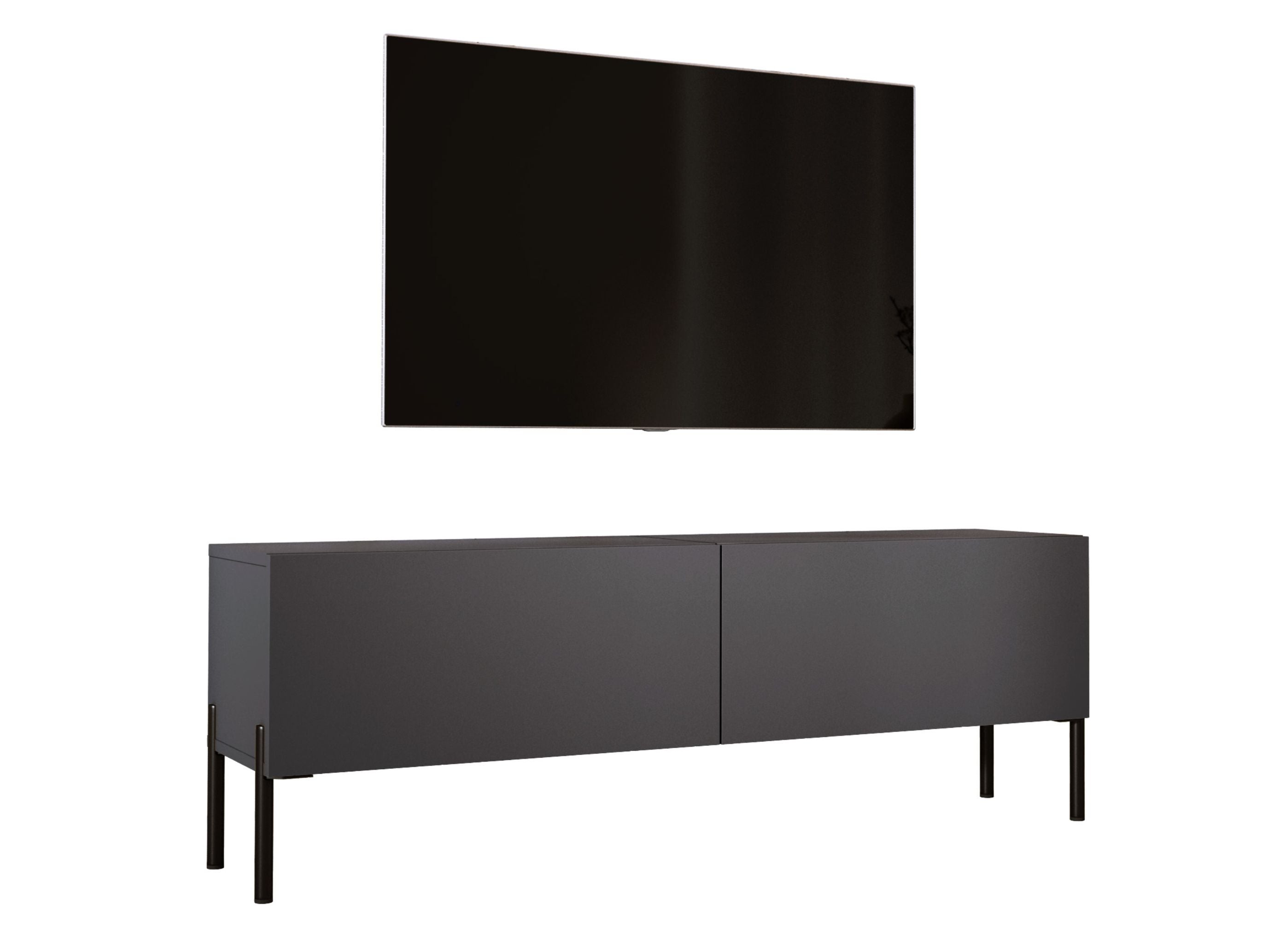 Szafka RTV : Antracyt, czarne nogi, 140 x 32 x 52 cm