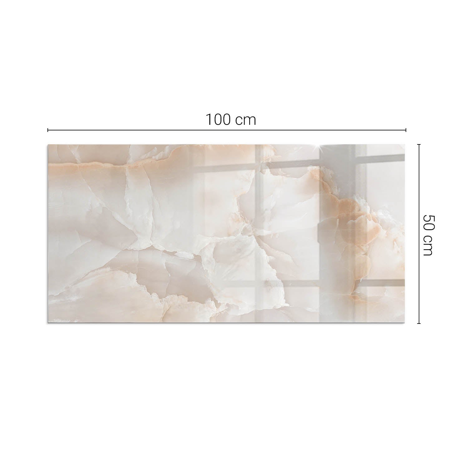 Prostokątna płyta szklana ochronna pod piecyk, kominek - 100x50 cm - Naturalny wzór kamienia - TULUP - 2