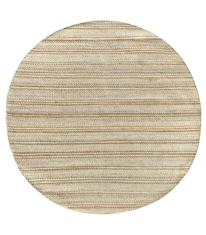 Hamid - Okrągły dywan z juty i wełny 200x200 cm - Dywan do jadalni, salonu