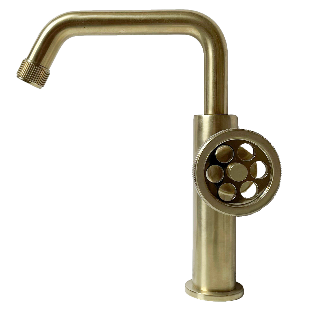 Indus bateria umywalkowa niskie wykonanie szczotkowane złoto