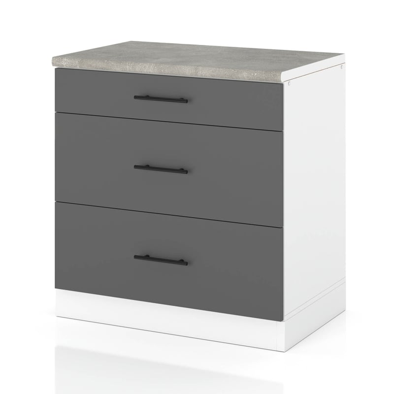 Szafka kuchenna stojąca z blatem 3 szuflady 80cm spremium szary mat